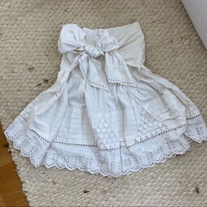 White Suno cotton bow pleated skirt